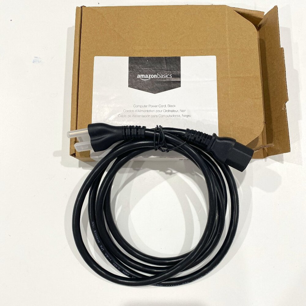 Amazon 6' (1.8M) black computer power cord, New In Box never used.